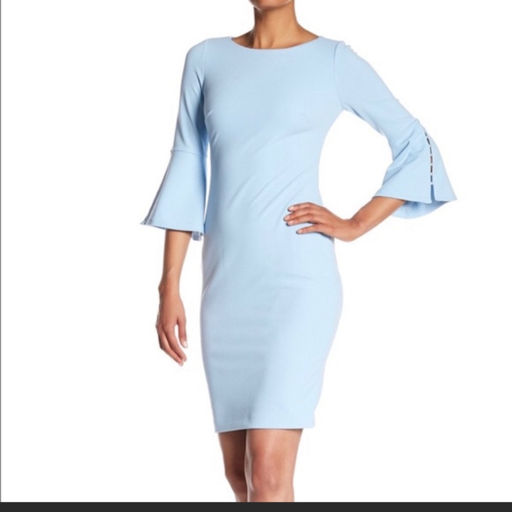 Calvin Klein Pearl Detail Bell Sleeve Dress